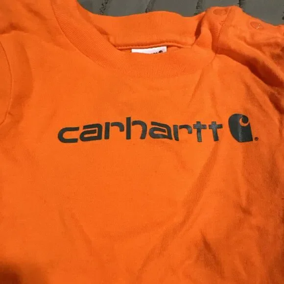 Carhartt Orange One Piece Size 6Months Toddler Childs Shorts Pumpkin Logo - Picture 3 of 6
